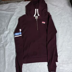 Victoria's Secret Pink Maroon Hoodie with Blue Accent